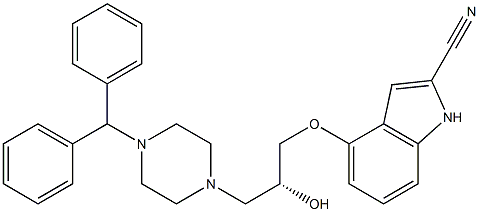 (+)-4-[(R)-3-[4-(Diphenylmethyl)-1-piperazinyl]-2-hydroxypropoxy]-1H-indole-2-carbonitrile Struktur