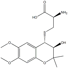 S-[[(3R,4S)-3,4-Dihydro-3-hydroxy-6,7-dimethoxy-2,2-dimethyl-2H-1-benzopyran]-4-yl]-L-cysteine Struktur