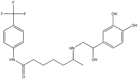 6-[2-Hydroxy-2-(3,4-dihydroxyphenyl)ethylamino]-N-(4-trifluoromethylphenyl)heptanamide Struktur