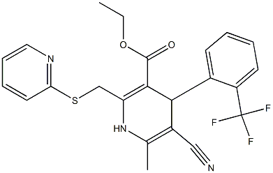 5-Cyano-1,4-dihydro-6-methyl-2-[(2-pyridinylthio)methyl]-4-(2-trifluoromethylphenyl)pyridine-3-carboxylic acid ethyl ester Struktur