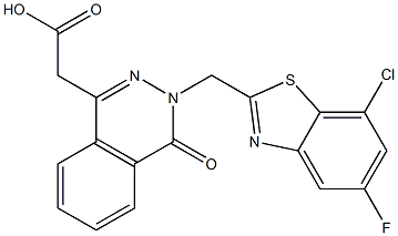 3-[(7-Chloro-5-fluoro-2-benzothiazolyl)methyl]-3,4-dihydro-4-oxophthalazine-1-acetic acid Struktur