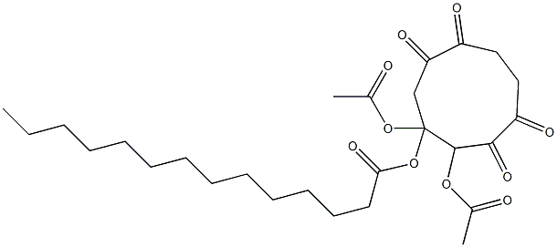 2,3-Bis(acetyloxy)-1,5-dioxa-6,9-dioxo-3-tetradecanoyloxycyclononane Struktur