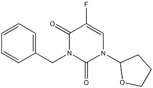 3-Benzyl-1-[(tetrahydrofuran)-2-yl]-5-fluorouracil Struktur