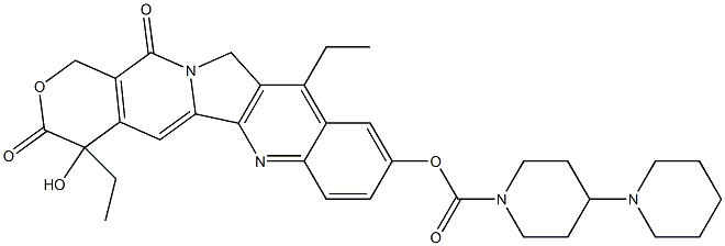 4,12-Dihydro-4,11-diethyl-4-hydroxy-9-[4-(1-piperidinyl)-1-piperidinylcarbonyloxy]-1H-pyrano[3',4':6,7]indolizino[1,2-b]quinoline-3,14-dione Struktur