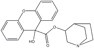 9-Hydroxy-9H-xanthene-9-carboxylic acid quinuclidin-3-yl ester Struktur