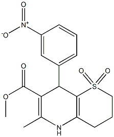 3,4,5,8-Tetrahydro-6-methyl-7-methoxycarbonyl-8-(3-nitrophenyl)-2H-thiopyrano[3,2-b]pyridine 1,1-dioxide Struktur