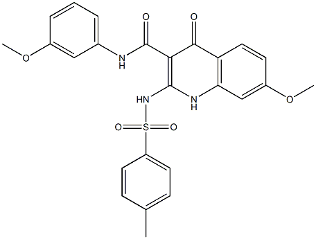 1,4-Dihydro-7-methoxy-N-(3-methoxyphenyl)-2-(4-methylphenylsulfonylamino)-4-oxoquinoline-3-carboxamide Struktur