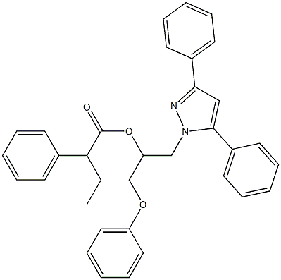 2-Phenylbutyric acid [1-(3,5-diphenyl-1H-pyrazol-1-yl)-3-phenoxypropan-2-yl] ester Struktur