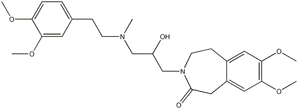 4,5-Dihydro-7,8-dimethoxy-3-[3-[N-methyl-2-(3,4-dimethoxyphenyl)ethylamino]-2-hydroxypropyl]-1H-3-benzazepin-2(3H)-one Struktur