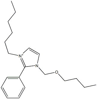 3-Hexyl-2-phenyl-1-[butoxymethyl]-1H-imidazol-3-ium Struktur