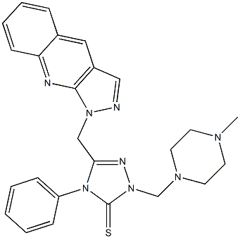 1-[[[2-((4-Methylpiperazin-1-yl)methyl)-3-thioxo-4-phenyl-2,3-dihydro-4H-1,2,4-triazol]-5-yl]methyl]-1H-pyrazolo[3,4-b]quinoline Struktur