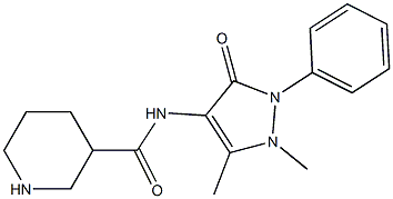 2,3-Dimethyl-1-phenyl-4-(3-piperidinylcarbonylamino)-1H-pyrazol-5(2H)-one Struktur