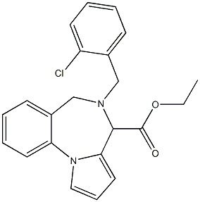 5-(2-Chlorobenzyl)-5,6-dihydro-4H-pyrrolo[1,2-a][1,4]benzodiazepine-4-carboxylic acid ethyl ester Struktur