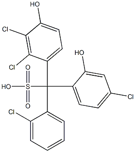 (2-Chlorophenyl)(4-chloro-2-hydroxyphenyl)(2,3-dichloro-4-hydroxyphenyl)methanesulfonic acid Struktur