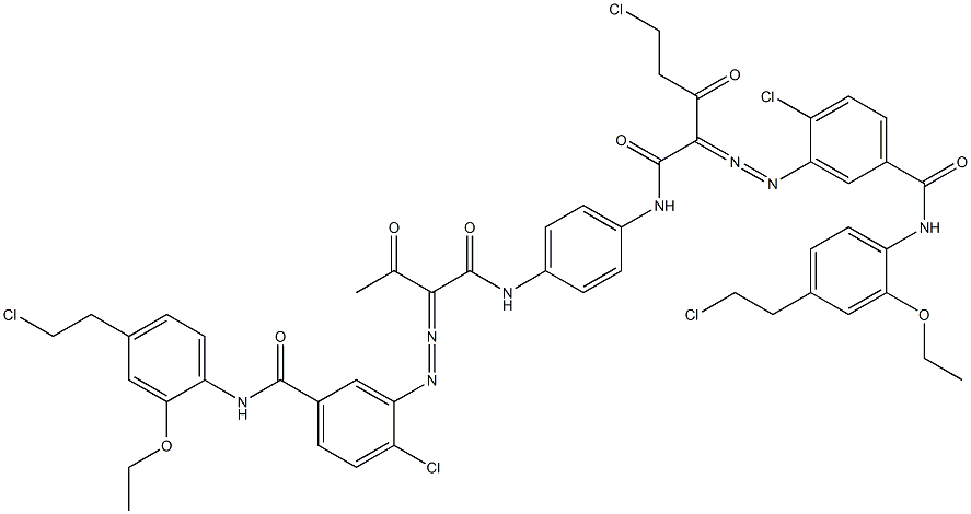 3,3'-[2-(Chloromethyl)-1,4-phenylenebis[iminocarbonyl(acetylmethylene)azo]]bis[N-[4-(2-chloroethyl)-2-ethoxyphenyl]-4-chlorobenzamide] Struktur