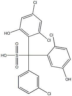 (3-Chlorophenyl)(2-chloro-5-hydroxyphenyl)(2,4-dichloro-6-hydroxyphenyl)methanesulfonic acid Struktur