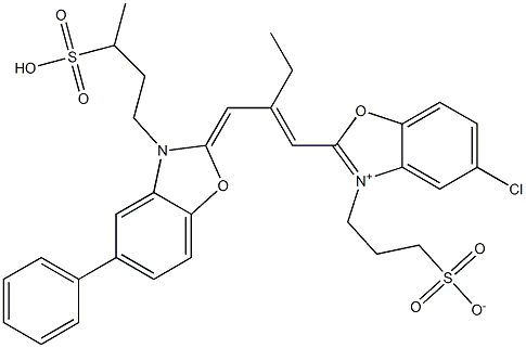 3-[[5-Chloro-2-[2-[[5-phenyl-3-(3-sulfobutyl)benzoxazol-2(3H)-ylidene]methyl]-1-butenyl]benzoxazol-3-ium]-3-yl]propane-1-sulfonate Struktur