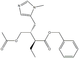 (2S,3R)-2-Ethyl-3-(acetoxymethyl)-4-(1-methyl-1H-imidazol-5-yl)butanoic acid benzyl ester Struktur