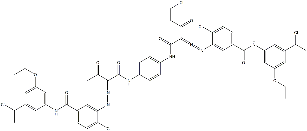 3,3'-[2-(Chloromethyl)-1,4-phenylenebis[iminocarbonyl(acetylmethylene)azo]]bis[N-[3-(1-chloroethyl)-5-ethoxyphenyl]-4-chlorobenzamide] Struktur