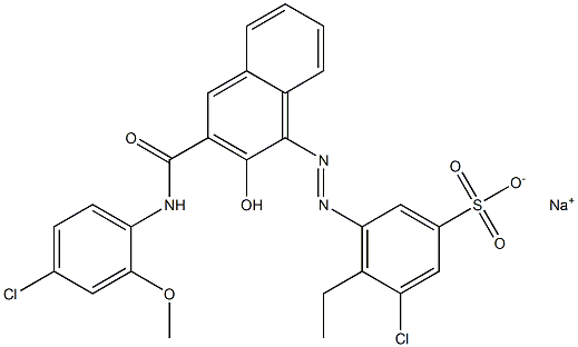 3-Chloro-4-ethyl-5-[[3-[[(4-chloro-2-methoxyphenyl)amino]carbonyl]-2-hydroxy-1-naphtyl]azo]benzenesulfonic acid sodium salt Struktur