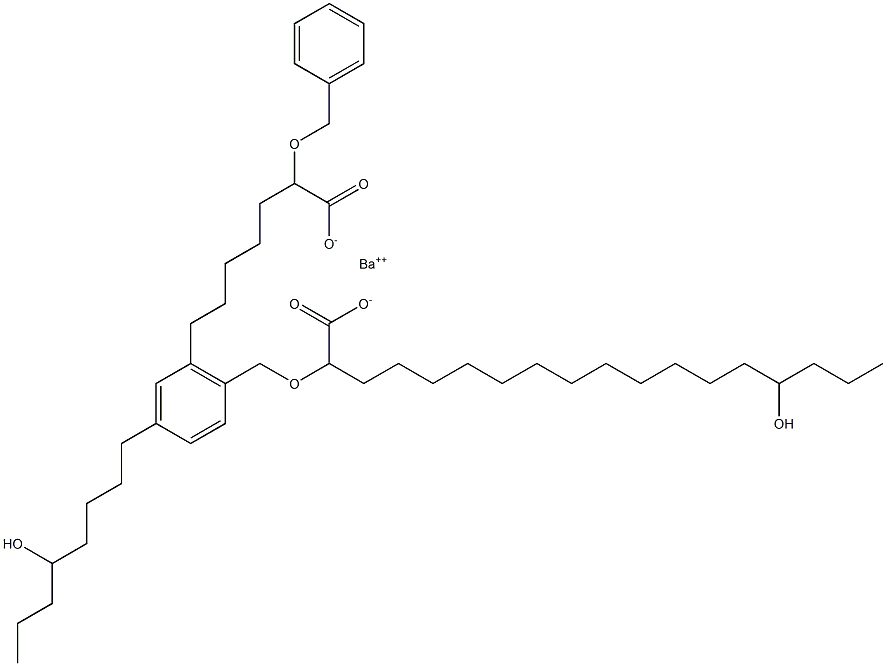 Bis(2-benzyloxy-15-hydroxystearic acid)barium salt Struktur