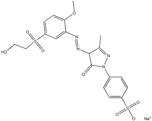 4-[4-[5-(2-Hydroxyethylsulfonyl)-2-methoxyphenylazo]-3-methyl-5-oxo-2-pyrazolin-1-yl]benzenesulfonic acid sodium salt Struktur