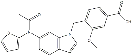 4-[6-[Thiophen-2-ylacetylamino]-1H-indol-1-ylmethyl]-3-methoxybenzoic acid Struktur