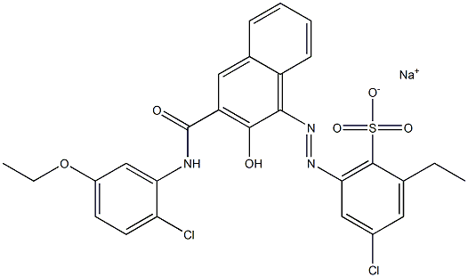 4-Chloro-2-ethyl-6-[[3-[[(2-chloro-5-ethoxyphenyl)amino]carbonyl]-2-hydroxy-1-naphtyl]azo]benzenesulfonic acid sodium salt Struktur