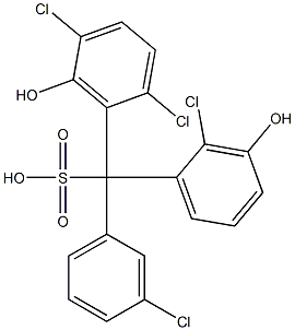 (3-Chlorophenyl)(2-chloro-3-hydroxyphenyl)(2,5-dichloro-6-hydroxyphenyl)methanesulfonic acid Struktur