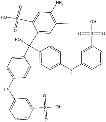 2-[Bis[4-(3-sulfophenylamino)phenyl]hydroxymethyl]-5-amino-4-methylbenzenesulfonic acid Struktur