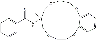 N-[(6-Methyl-2,3,6,7,9,10-hexahydro-5H-1,4,8,11-benzotetraoxacyclotridecin)-6-yl]benzamide Struktur