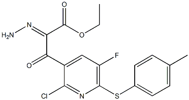 3-[2-Chloro-5-fluoro-6-(4-methylphenylthio)pyridin-3-yl]-3-oxo-2-hydrazonopropionic acid ethyl ester Struktur