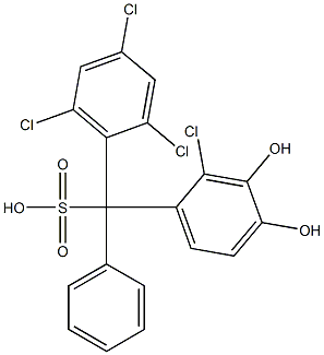 (2-Chloro-3,4-dihydroxyphenyl)(2,4,6-trichlorophenyl)phenylmethanesulfonic acid Struktur