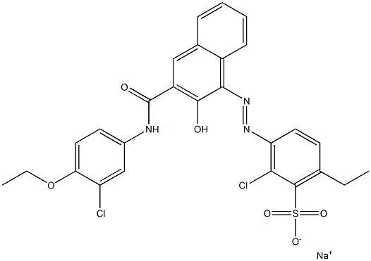 2-Chloro-6-ethyl-3-[[3-[[(3-chloro-4-ethoxyphenyl)amino]carbonyl]-2-hydroxy-1-naphtyl]azo]benzenesulfonic acid sodium salt Struktur