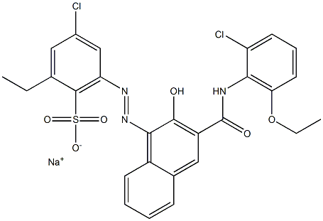 4-Chloro-2-ethyl-6-[[3-[[(2-chloro-6-ethoxyphenyl)amino]carbonyl]-2-hydroxy-1-naphtyl]azo]benzenesulfonic acid sodium salt Struktur