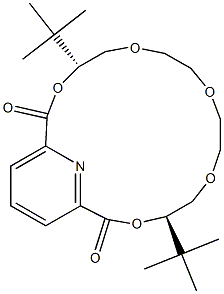 [4R,14R,(-)]-4,14-Di-tert-butyl-3,6,9,12,15-pentaoxa-21-azabicyclo[15.3.1]henicosa-1(21),17,19-triene-2,16-dione Struktur