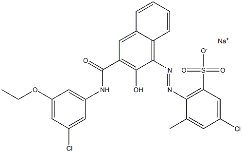 3-Chloro-5-methyl-6-[[3-[[(3-chloro-5-ethoxyphenyl)amino]carbonyl]-2-hydroxy-1-naphtyl]azo]benzenesulfonic acid sodium salt Struktur