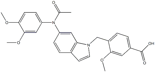 4-[6-(3,4-Dimethoxyphenylacetylamino)-1H-indol-1-ylmethyl]-3-methoxybenzoic acid Struktur