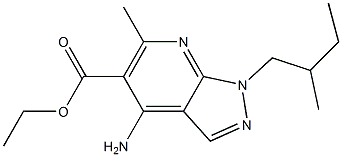 1-(2-Methylbutyl)-4-amino-6-methyl-1H-pyrazolo[3,4-b]pyridine-5-carboxylic acid ethyl ester Struktur