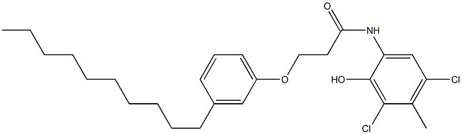 2-[3-(3-Decylphenoxy)propanoylamino]-4,6-dichloro-5-methylphenol Struktur