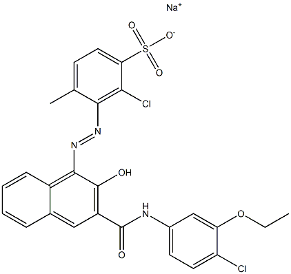 2-Chloro-4-methyl-3-[[3-[[(4-chloro-3-ethoxyphenyl)amino]carbonyl]-2-hydroxy-1-naphtyl]azo]benzenesulfonic acid sodium salt Struktur