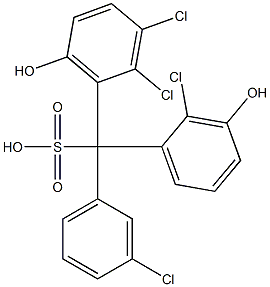 (3-Chlorophenyl)(2-chloro-3-hydroxyphenyl)(2,3-dichloro-6-hydroxyphenyl)methanesulfonic acid Struktur