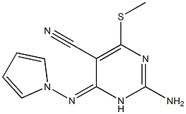 2-Amino-4-pyrrolizino-6-(methylthio)pyrimidine-5-carbonitrile Struktur