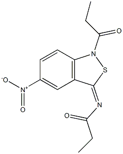 5-Nitro-1-propionyl-3(1H)-propionylimino-2,1-benzisothiazole Struktur