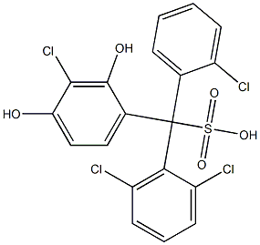 (2-Chlorophenyl)(2,6-dichlorophenyl)(3-chloro-2,4-dihydroxyphenyl)methanesulfonic acid Struktur