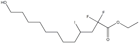 2,2-Difluoro-4-iodo-12-hydroxydodecanoic acid ethyl ester Struktur