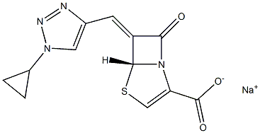 (5R,6Z)-6-[[1-Cyclopropyl-1H-1,2,3-triazol-4-yl]methylene]-7-oxo-4-thia-1-azabicyclo[3.2.0]hept-2-ene-2-carboxylic acid sodium salt Struktur