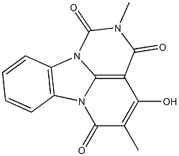 2,5-Dimethyl-4-hydroxy-1H,6H-2,6a,10b-triazafluoranthene-1,3,6(2H)-trione Struktur