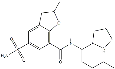 2,3-Dihydro-2-methyl-5-(aminosulfonyl)-N-[1-butyl-2-pyrrolidinylmethyl]benzofuran-7-carboxamide Struktur