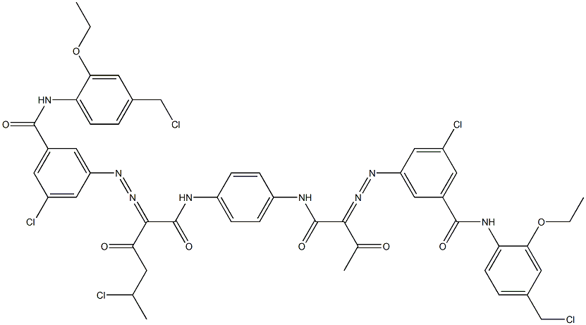 3,3'-[2-(1-Chloroethyl)-1,4-phenylenebis[iminocarbonyl(acetylmethylene)azo]]bis[N-[4-(chloromethyl)-2-ethoxyphenyl]-5-chlorobenzamide] Struktur